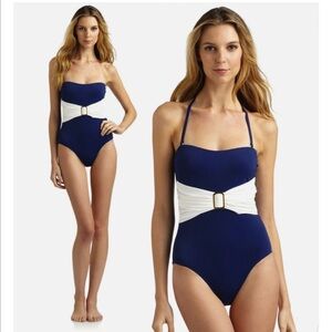 SPANX Elegant Blue and White Women's Swimsuit